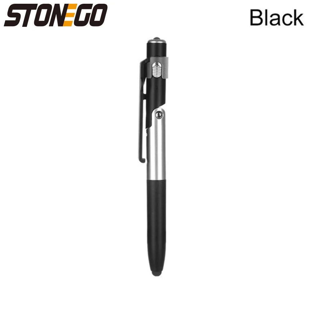 Stylo Bille 4-en-1 Pliable avec Stylet Tactile STONEGO, Lampe LED et Support pour Smartphone/Tablette