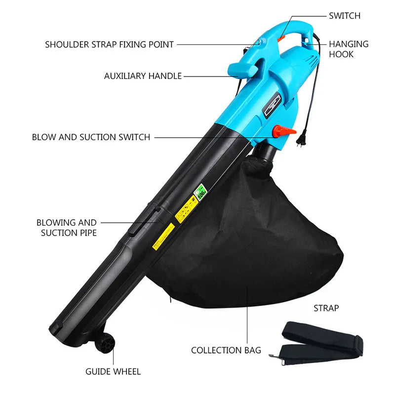 Aspirateur souffleur de jardin, outils de jardin en plein air, 3000W, aspiration par soufflage, haute puissance, 220V