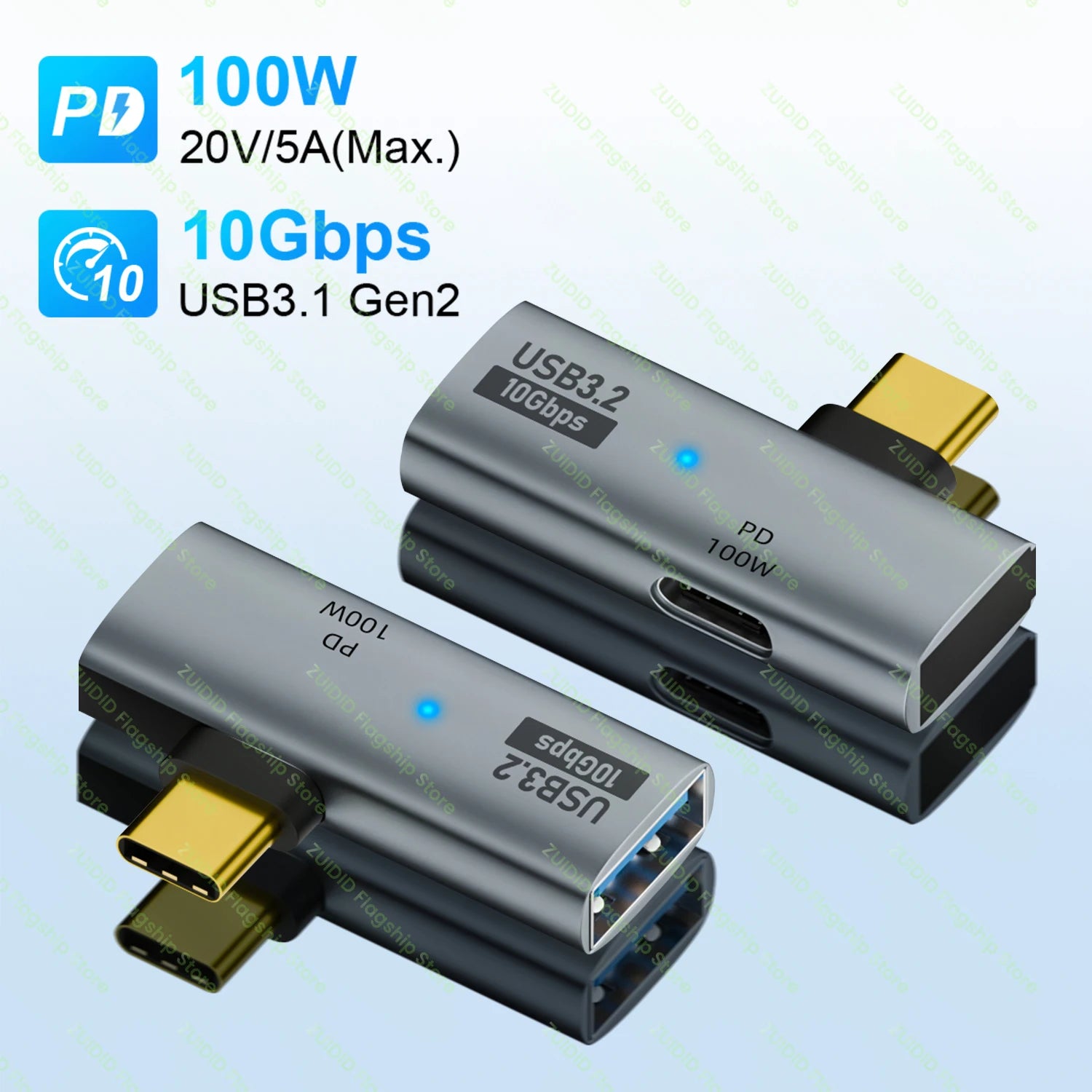 Adaptateur de câble OTG USB C 2 en 1, Type C vers USB3.2, 10Gbps, PD100W, charge rapide, pour tablette d'ordinateur portable Samsung Huawei Xiaomi