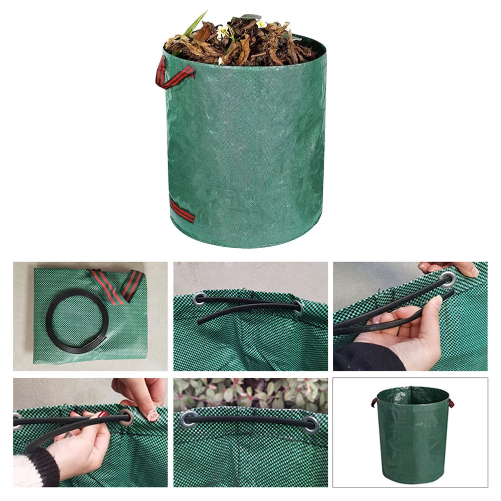Sac à déchets de jardin de grande capacité, poubelle étanche réutilisable, poubelle à mauvaises herbes, conteneur, sac de rangement