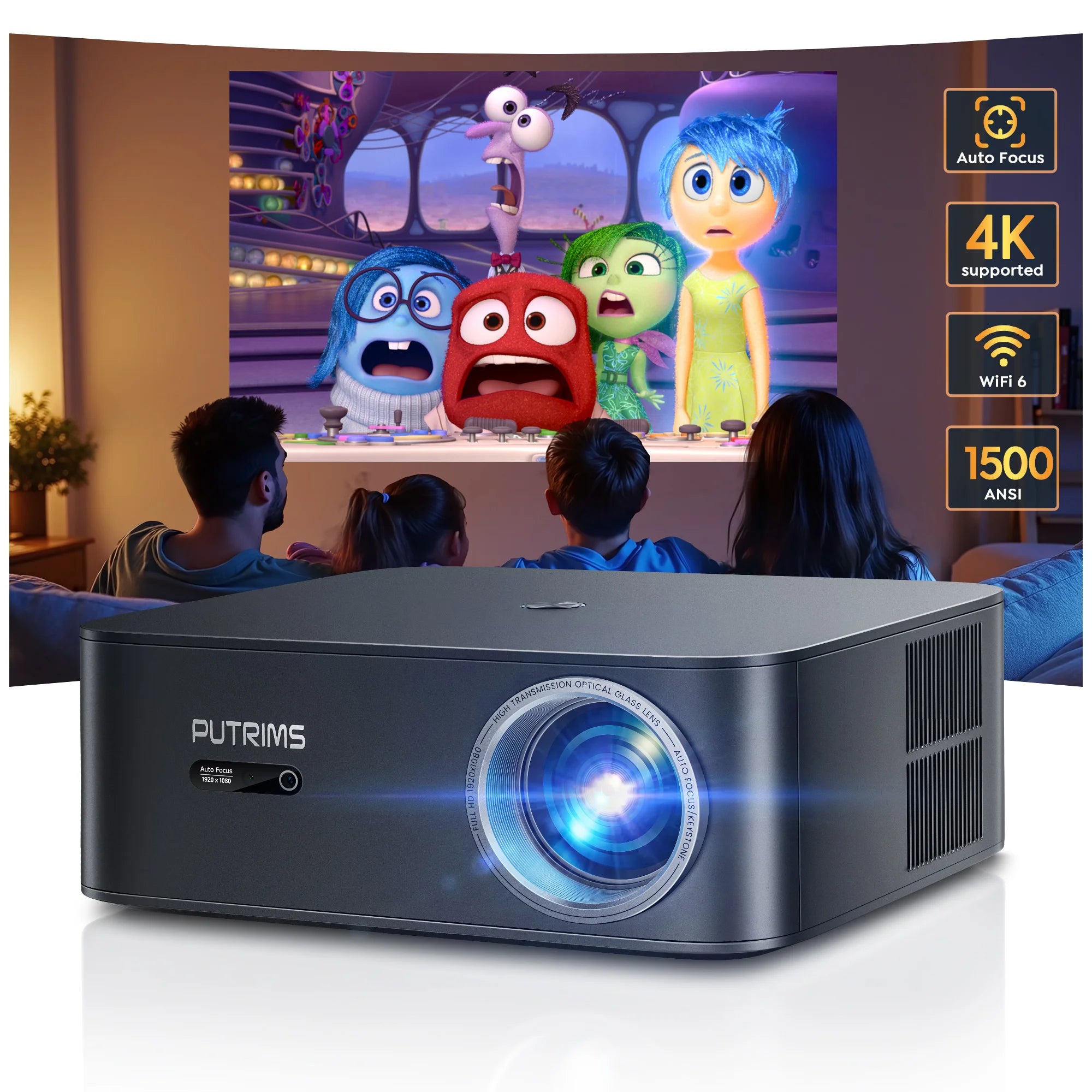 Projecteur Vidéo PUTRIMS 4K 1500 ANSI – Home Cinéma avec Netflix et Android TV 11.0