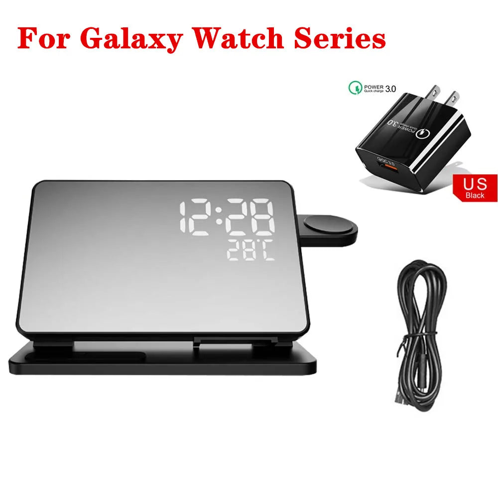 Chargeur sans fil 3 en 1 pour Samsung Galaxy Watch 6 5 Pro, station de charge rapide pour Galaxy S24 S23 S22, réveil, support de charge