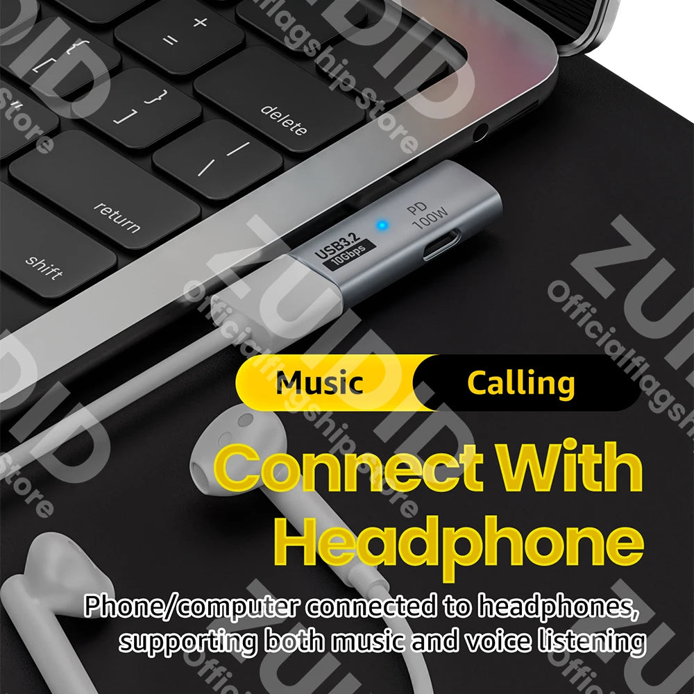 Adaptateur de câble OTG USB C 2 en 1, Type C vers USB3.2, 10Gbps, PD100W, charge rapide, pour tablette d'ordinateur portable Samsung Huawei Xiaomi