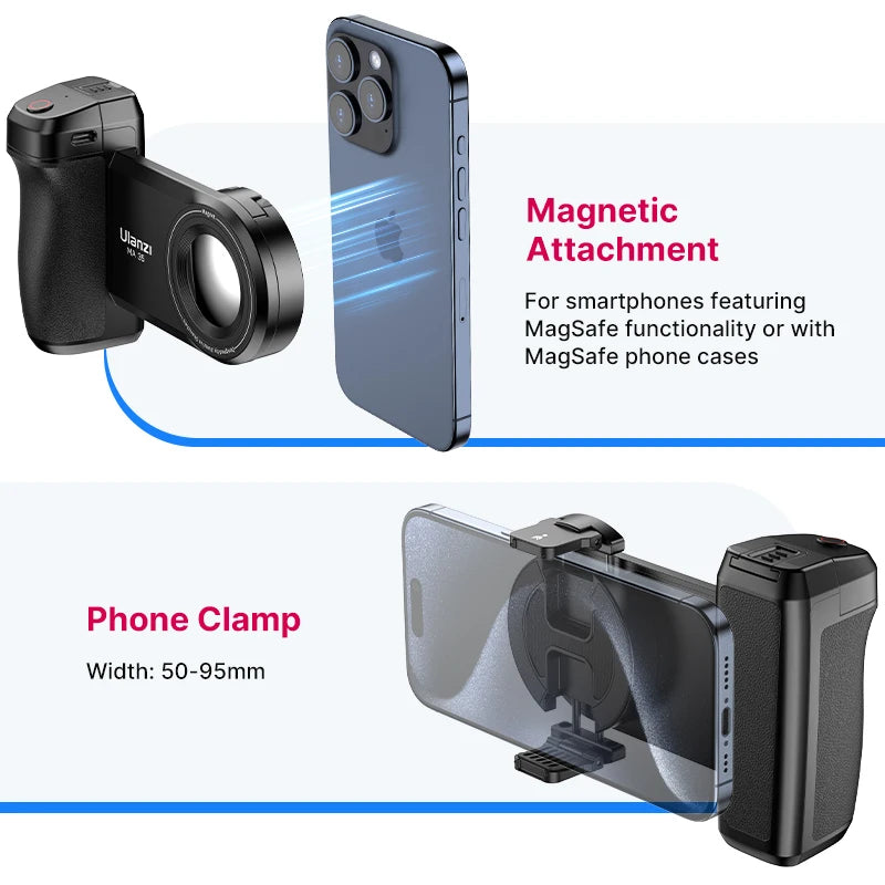 Selfie Camera Handle Vertical Horizontal Stabilizer, MagSafe Bluetooth Shutter