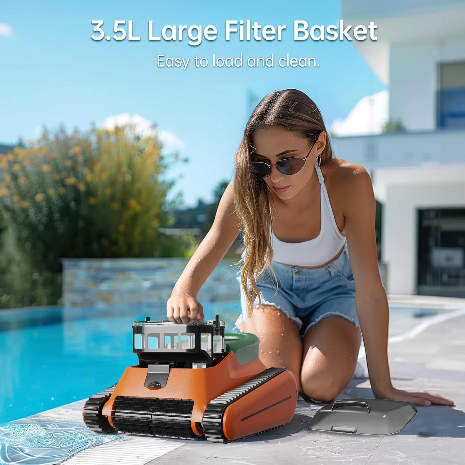Aspirateur robot de piscine robotique Seauto Crab Pro (2025 Nouveau), robot grimpeur mural, adapté aux murs et aux sols de 180m2