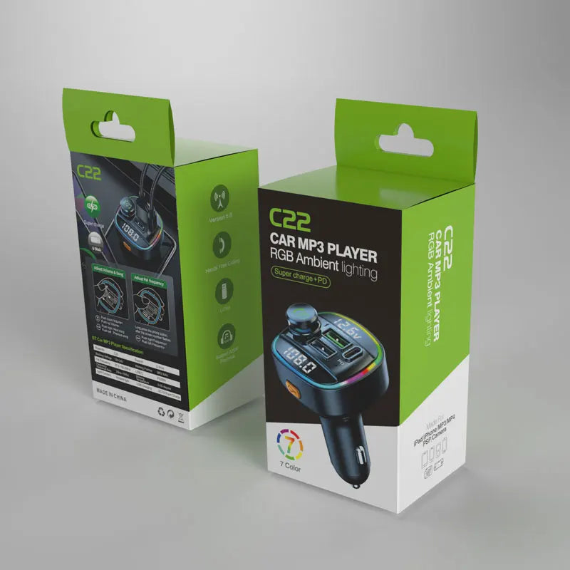 Adaptateur, Transmetteur FM Bluetooth 5.0, mains libres, modulateur d'autoradio, lecteur MP3 avec port USB 22.5W, adaptateur à Charge Super rapide pour voiture