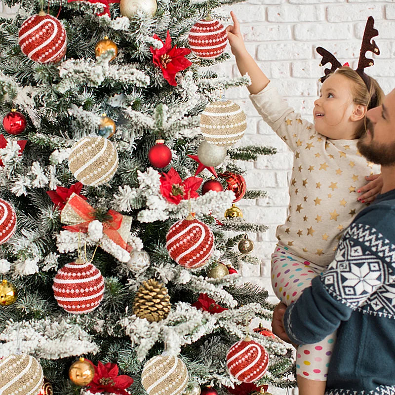 Christmas Balls, Glitter Christmas Decoration, Christmas Tree, Home Decor, Christmas Party, 8cm, 2pcs, 4pcs