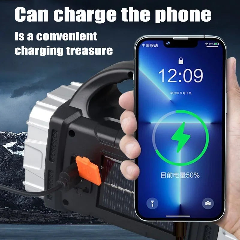 Lampe de poche solaire portable, lampe de poche portative, grande capacité, étanche, lumière d'urgence, Lampe solaire de camping