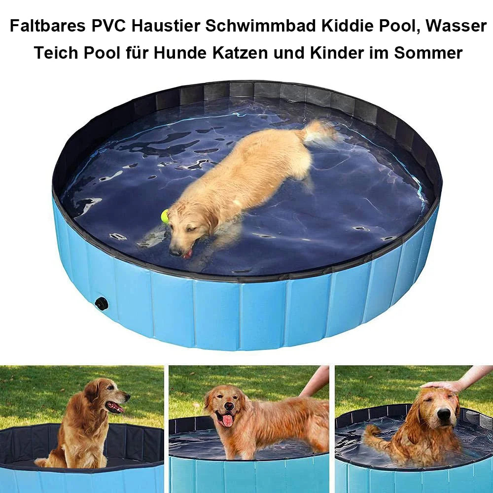 Piscine pliable pour animaux de compagnie, 160 x 30 cm, 120 x 30 cm, 80 x 20 cm, portable, avec valve de vidange, pour l'extérieur