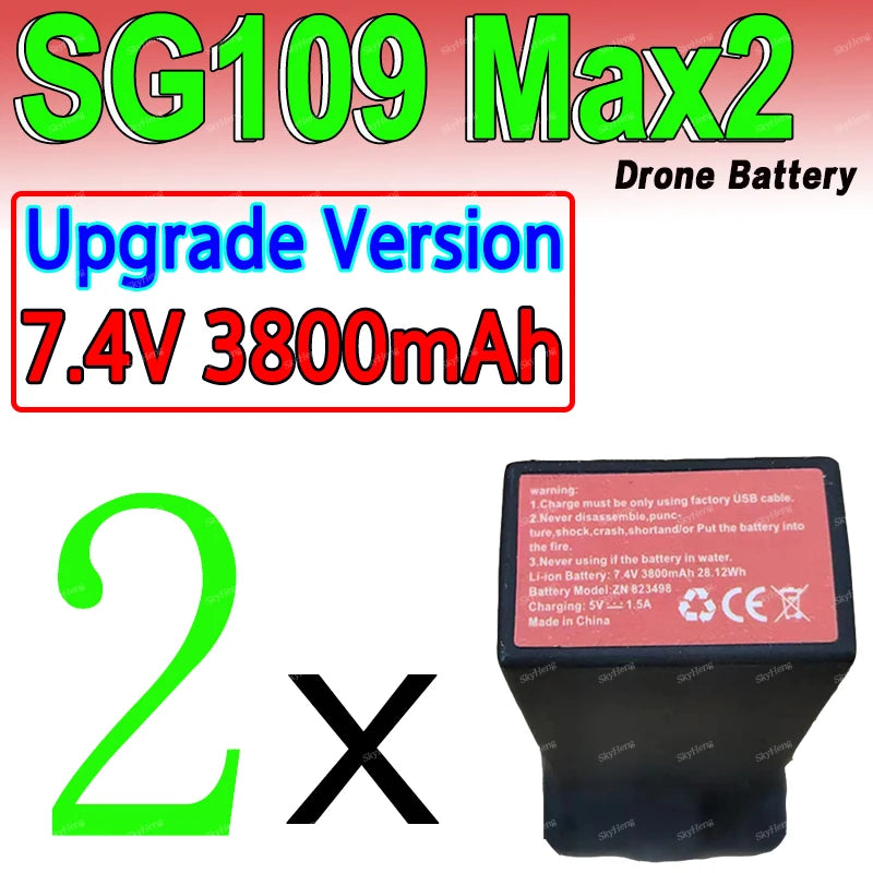 Batterie d'origine pour SG109Max2 GPS Dron 7.4V 3800MAh batterie pour ZLL SG109 Max2 7.4V 2200mAh batterie de remplacement pièces d'accessoires