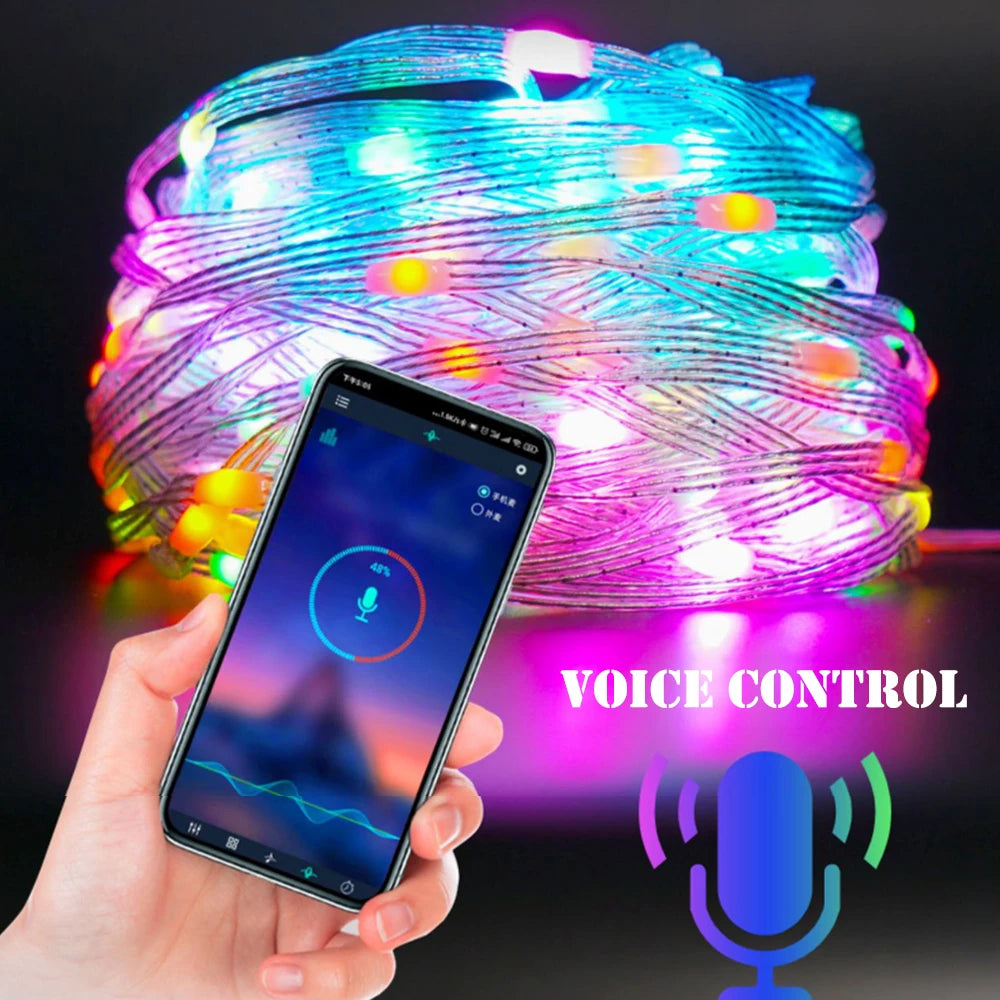 Smarte LED-Lichterkette 5M bis 40M – App-Steuerung + Fernbedienung, RGB mehrfarbig, IP65, ideal für Außenbereich & Partys