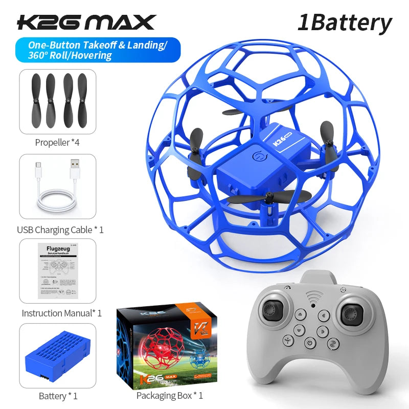 2026 K26 RC Football Drone 3D – Télécommande, protection complète, pression d’altitude, quadrirotor pour enfants et adultes