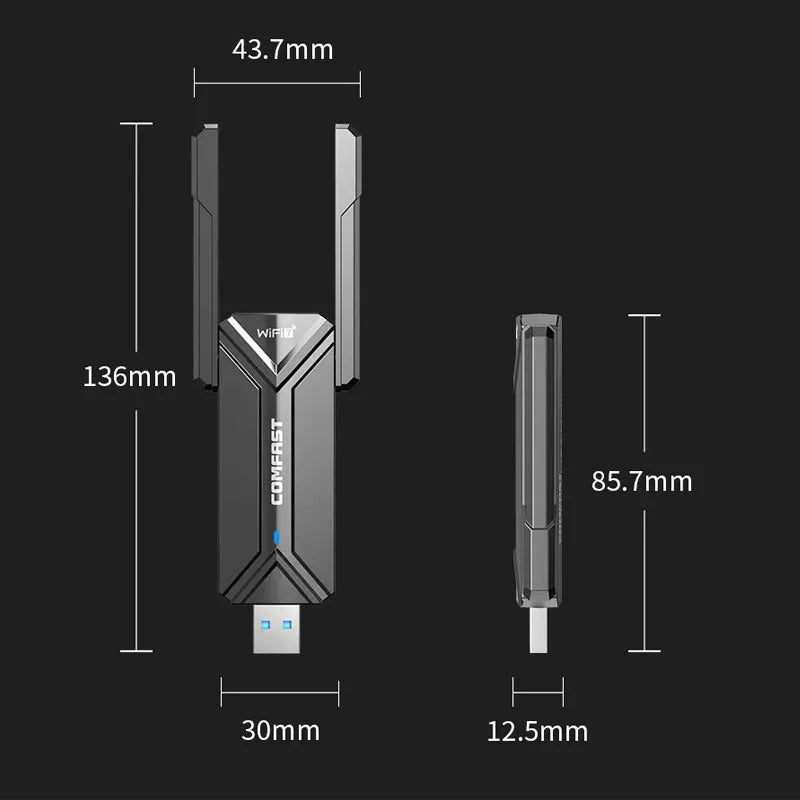 Adaptateur WiFi7 USB BE6500 COMFAST, carte WiFi 5G 6G USB3.0 carte réseau sans fil USB wifi 7 Adaptador AX5400 wifi6 antenne PC portable