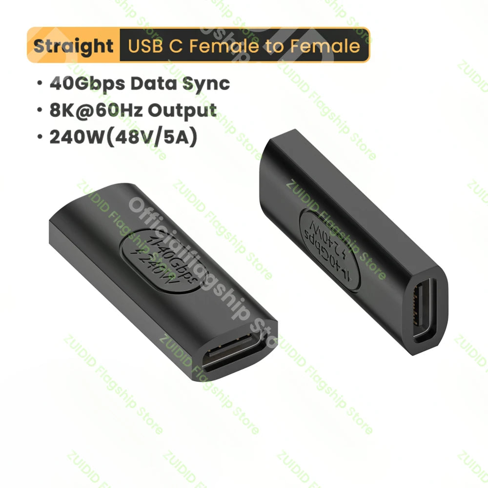 USB 4.0 40 Gbit/s PD240W USB-C auf USB-C Thunderbolt 3 Adapter 8K @ 60 Hz 48 V @ 5 A, Schnellladekonverter, OTG-Datenadapter für MacBook