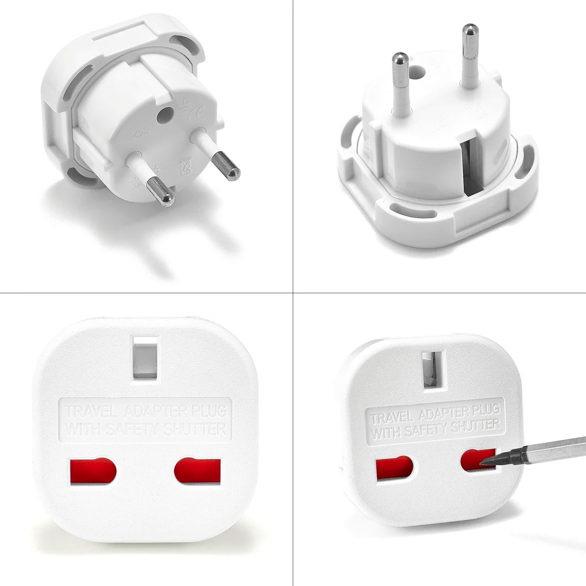 Convertisseur de prise de voyage, adaptateur secteur, chargeur mural AC, adaptateur secteur, prises électriques britanniques, Royaume-Uni vers UE, 220V, 1PC