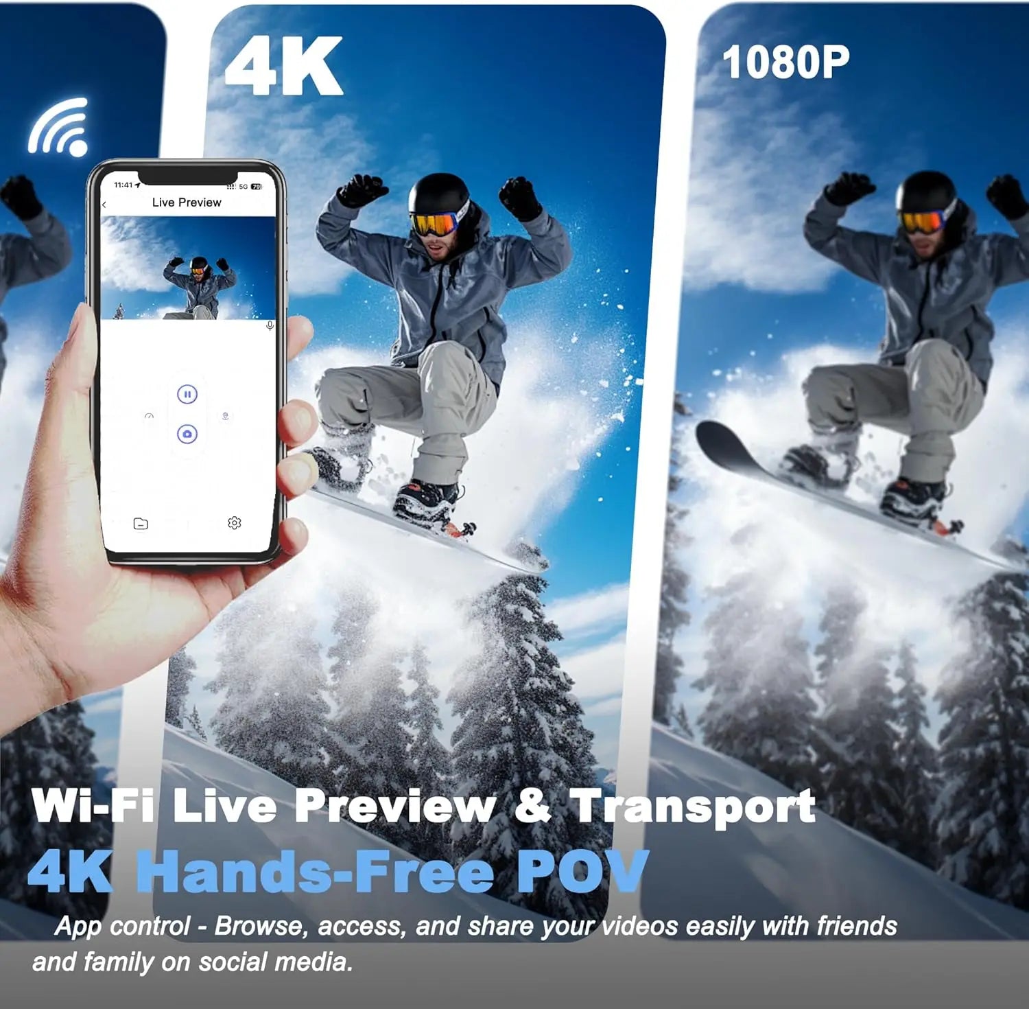 Caméra d’action 4K 30FPS Kaysunlink – Mini caméra sport POV 170° avec stabilisation EIS