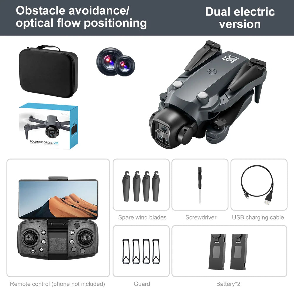 Drone V98 – Quadrirotor pliable WIFI FPV avec caméra 8K, vol stationnaire, jouet RC, cadeau pour enfant