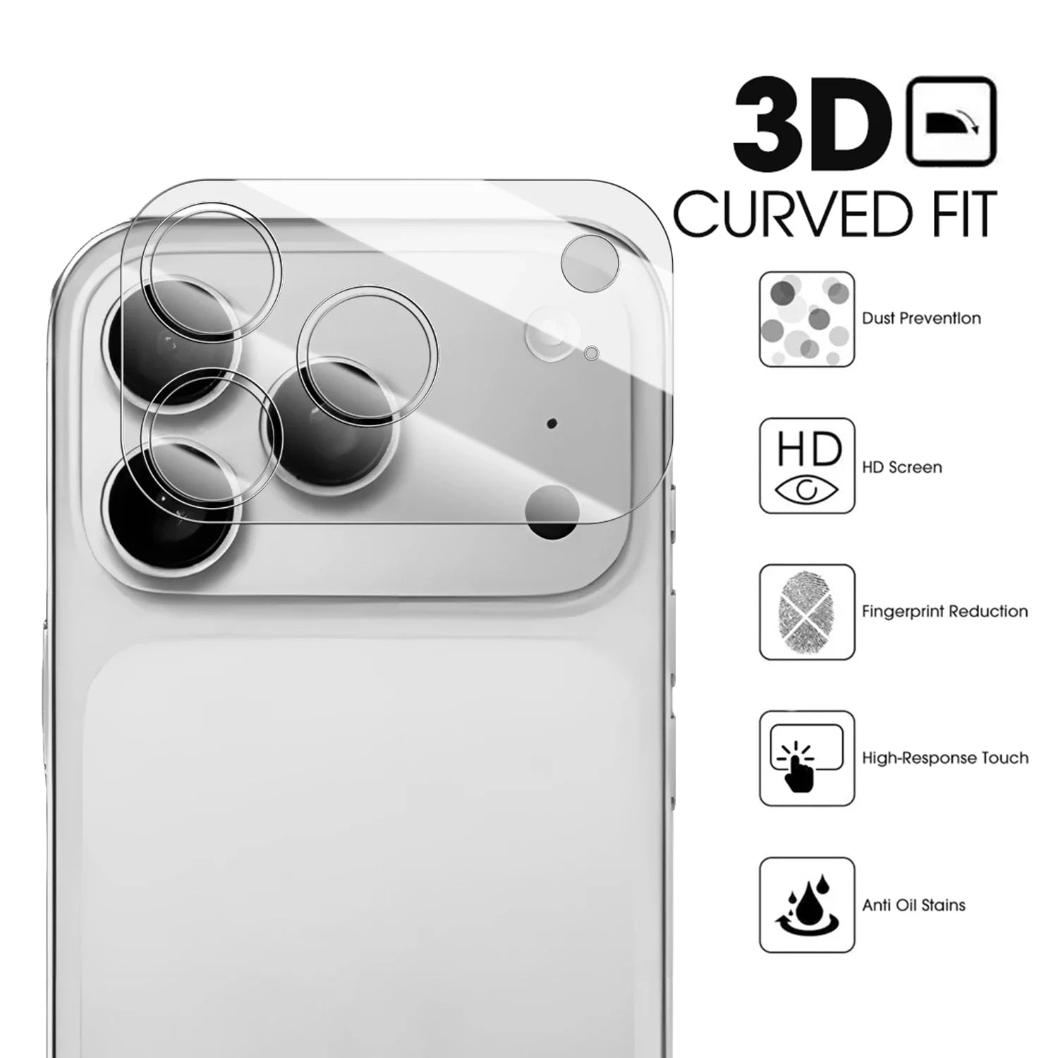 Film en verre trempé pour objectif de caméra – Couverture complète pour iPhone 17 Pro Max / 17 Air
