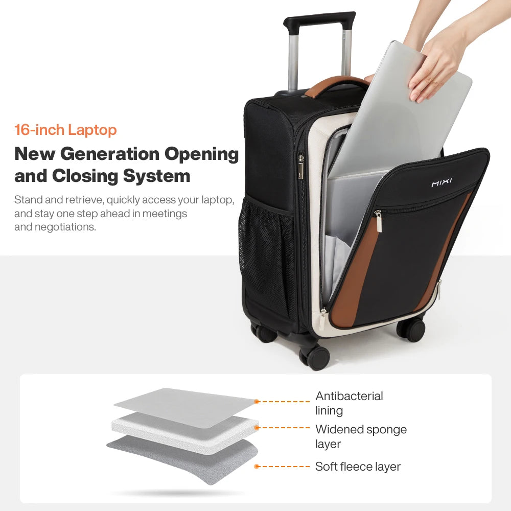 Valise Oxford pour voyage d’affaires Mixi – hommes et femmes, bagage à main, Spinner roues, 20 pouces