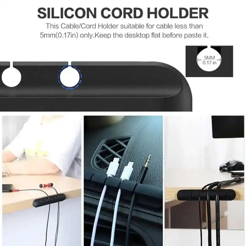Organiseur de câbles USB en silicone, enrouleur de câbles, rangement de bureau, clips, support de câbles pour souris, casque, organisateur de fils