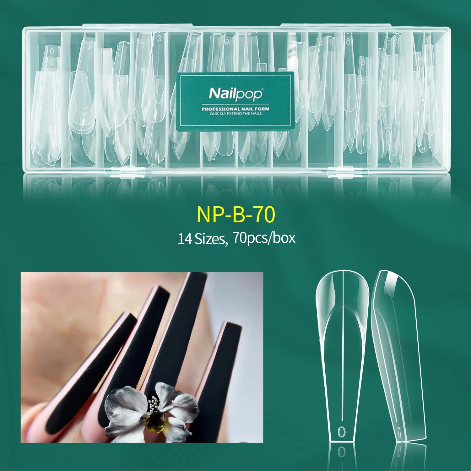 Formes d’ongles mécaniques, 140 pièces, 14 tailles