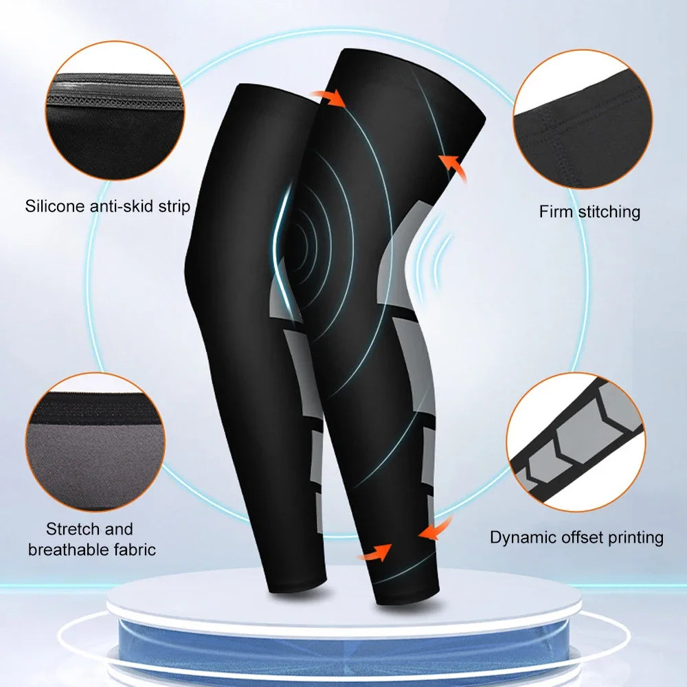 Chaussettes de compression longues pour hommes et femmes, genouillères de fitness antidérapantes, support pour cuisses, bas longs, manches pour cuisses