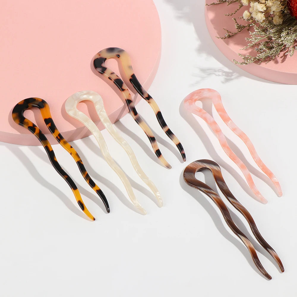Épingle à cheveux rétro léopard élégants pour femmes, baguettes en acétate, épingles à cheveux, pinces à cheveux, accessoires pour cheveux