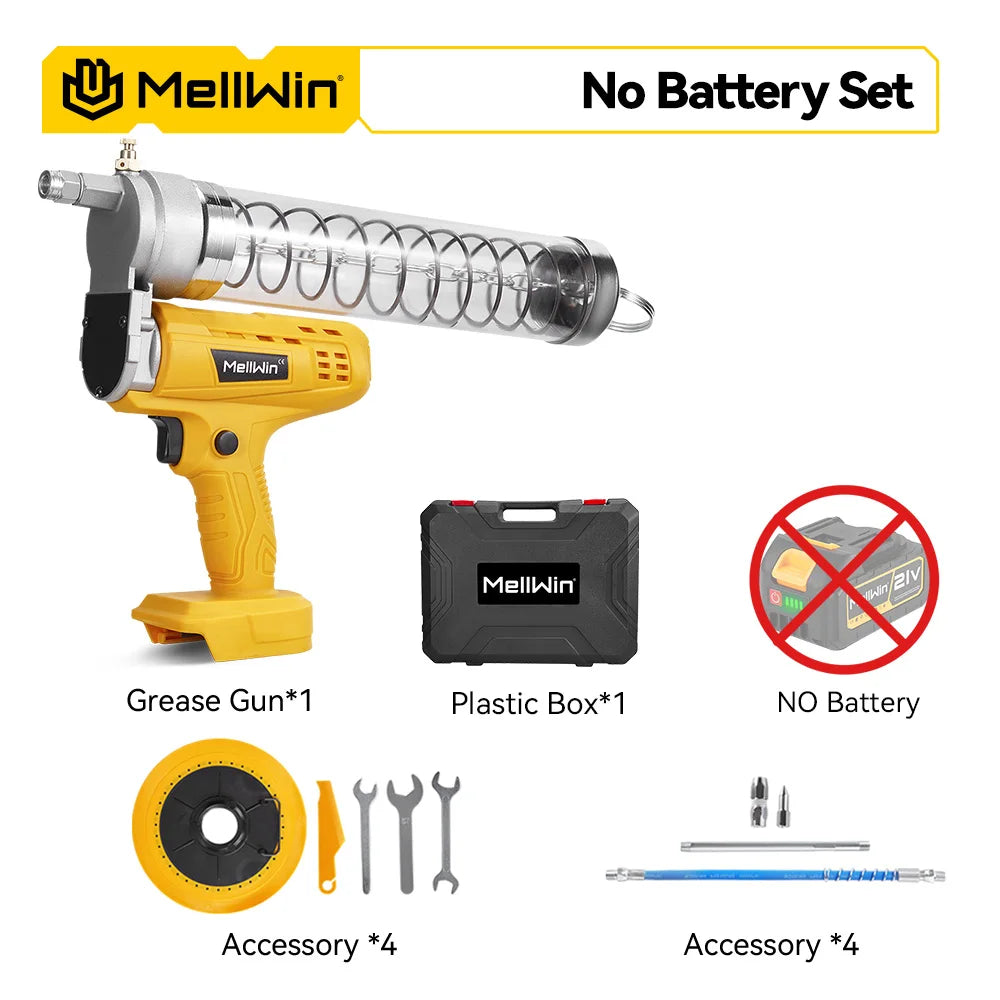 Pistolet à Graisse Électrique Sans Fil 12000PSI MELLWIN – Huile Lubrifiante Haute Pression pour Voiture, Compatible Makita 18V