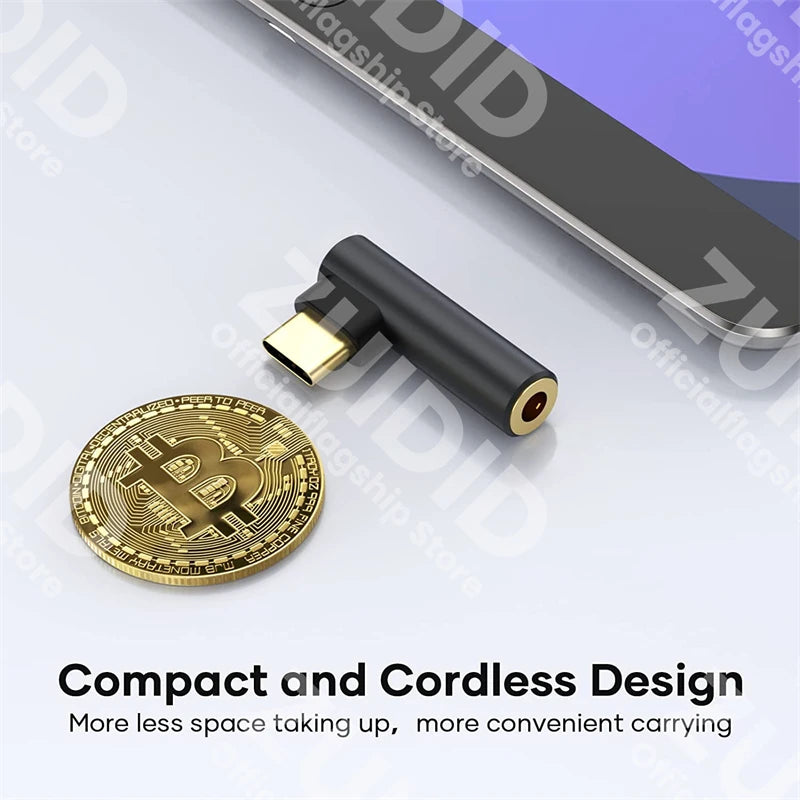 Adaptateur coudé USB Type C à 3.5mm pour écouteurs HiFi, prise 3.5, câble adaptateur Audio AUX pour iPad Pro Samsung Huawei Xiaomi