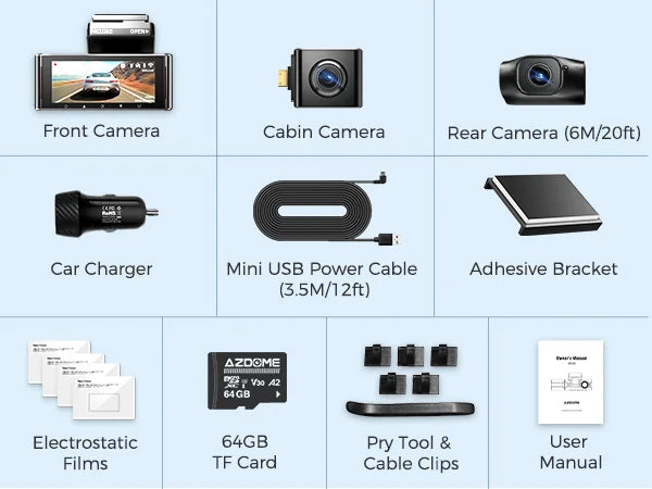 Caméra de tableau de bord AZDOME M550 Max Ultra HD 4K + 1K + 2,5K Écran 3,18 pouces GPS intégré