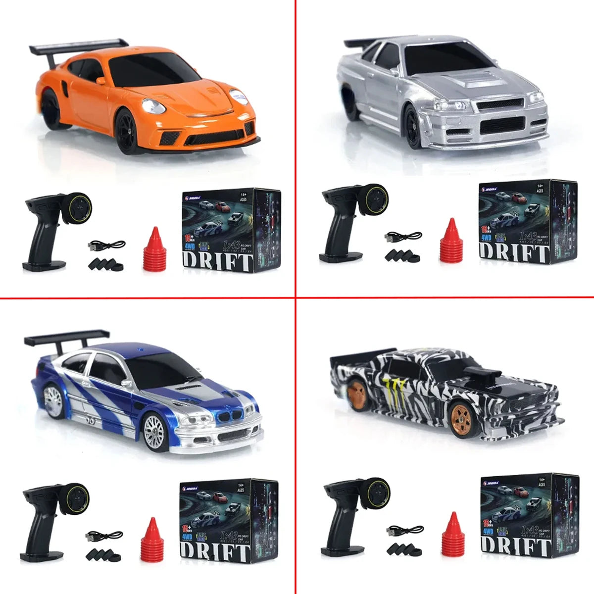 2.4G RC Car 1/43 Version Remote Control Drift Car for Boys High Speed Four-wheel Drive Radio Mini Racing Car Model Toy Gift