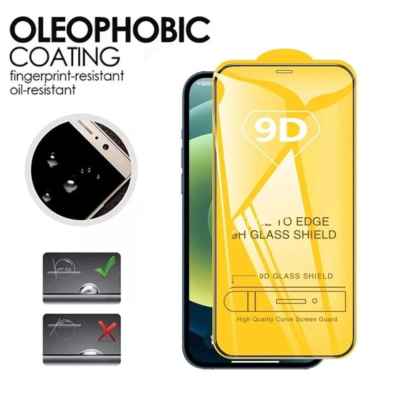 Protecteur d'écran 9D – 1 à 5 pièces – Verre trempé pour iPhone 15/14/13/12/11 Pro Max – Protection écran pour iPhone XR/X/XS Max/6/7/8 Plus