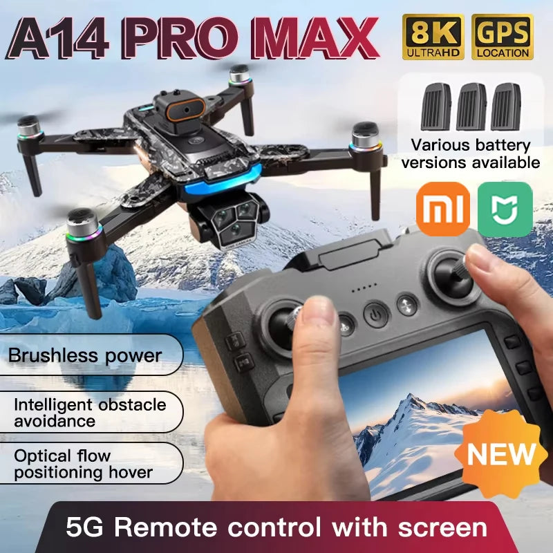 Drone Xiaomi Mijia A14 ProMax avec caméra 8K HD, quadcopter avec télécommande à écran, WiFi 5G, photographie aérienne, moteur sans balais, drone RC.