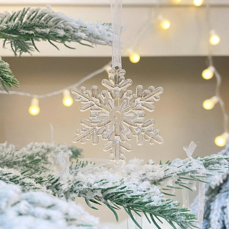 Flocons de neige transparents pour sapin de Noël, décorations pour la maison, paquet de 3
