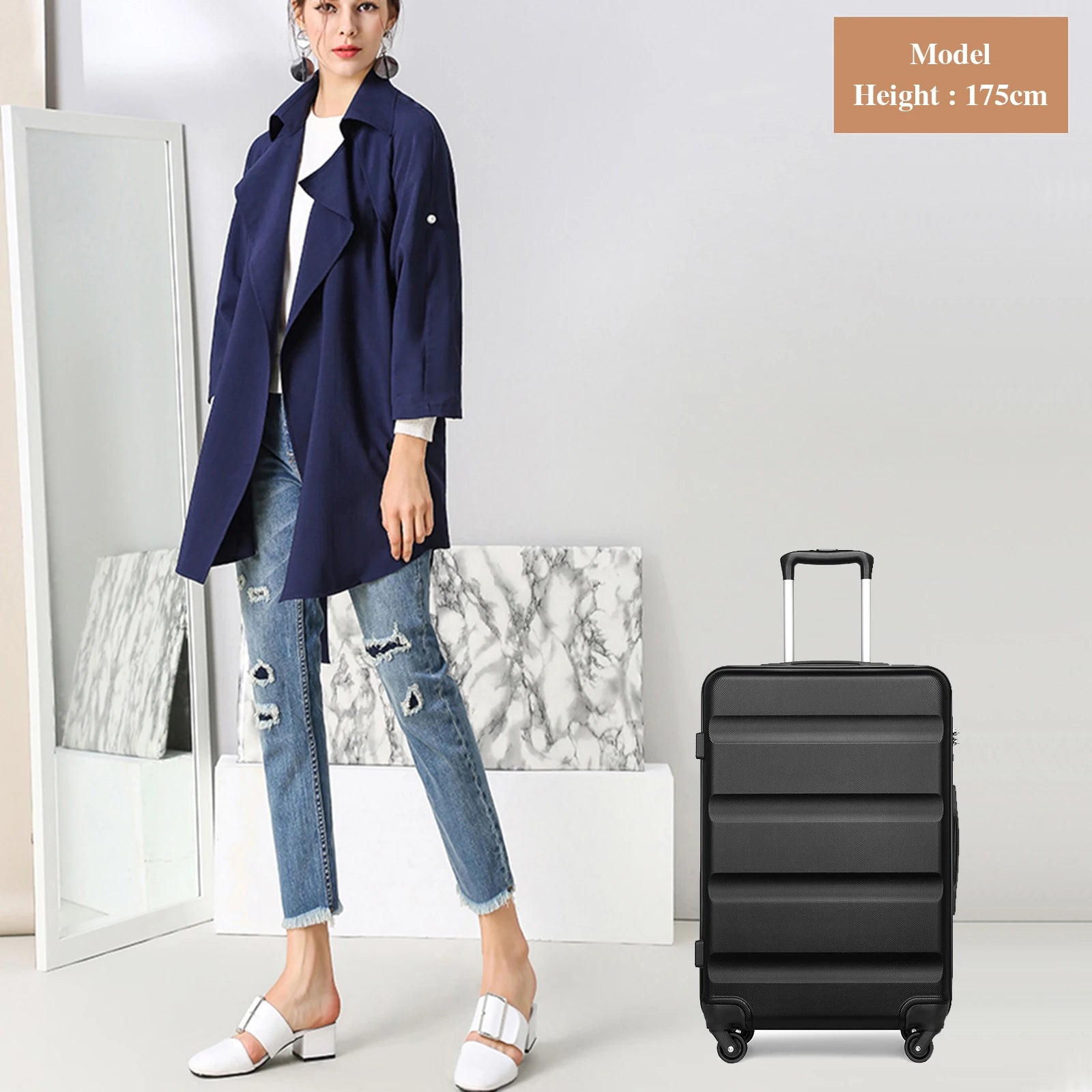 Hardshell Case avec 4 roulettes spinner et serrure à combinaison numérique KONO – 55/66/75 cm