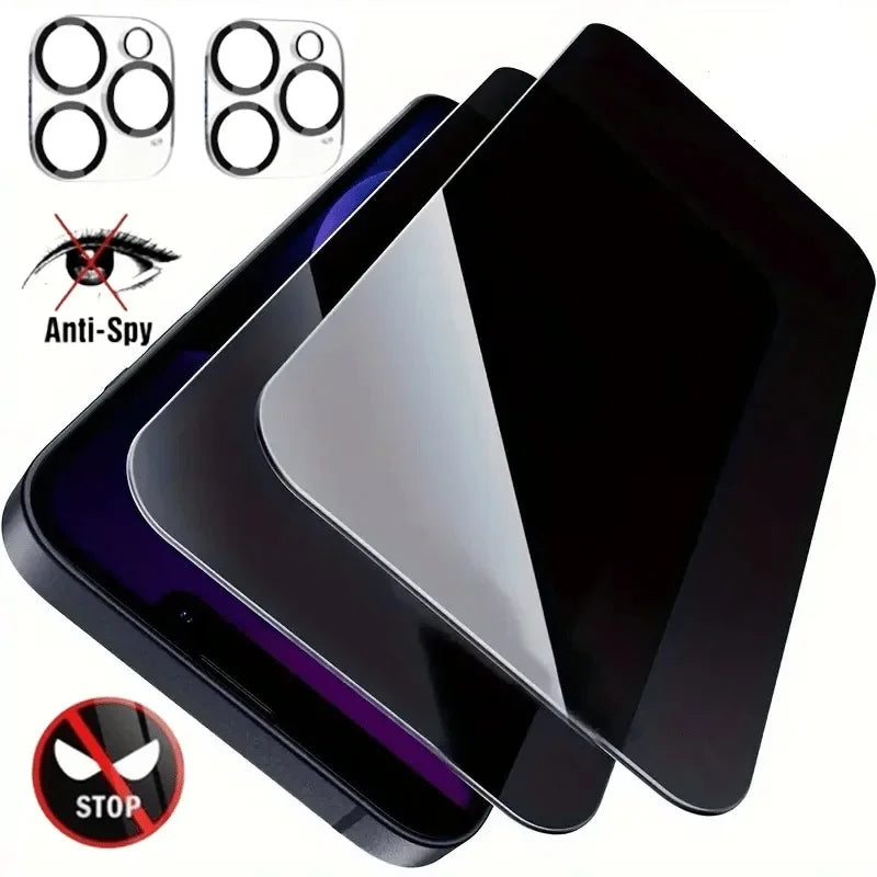 Protecteur d’écran complet de confidentialité + film objectif caméra pour iPhone – Kit complet