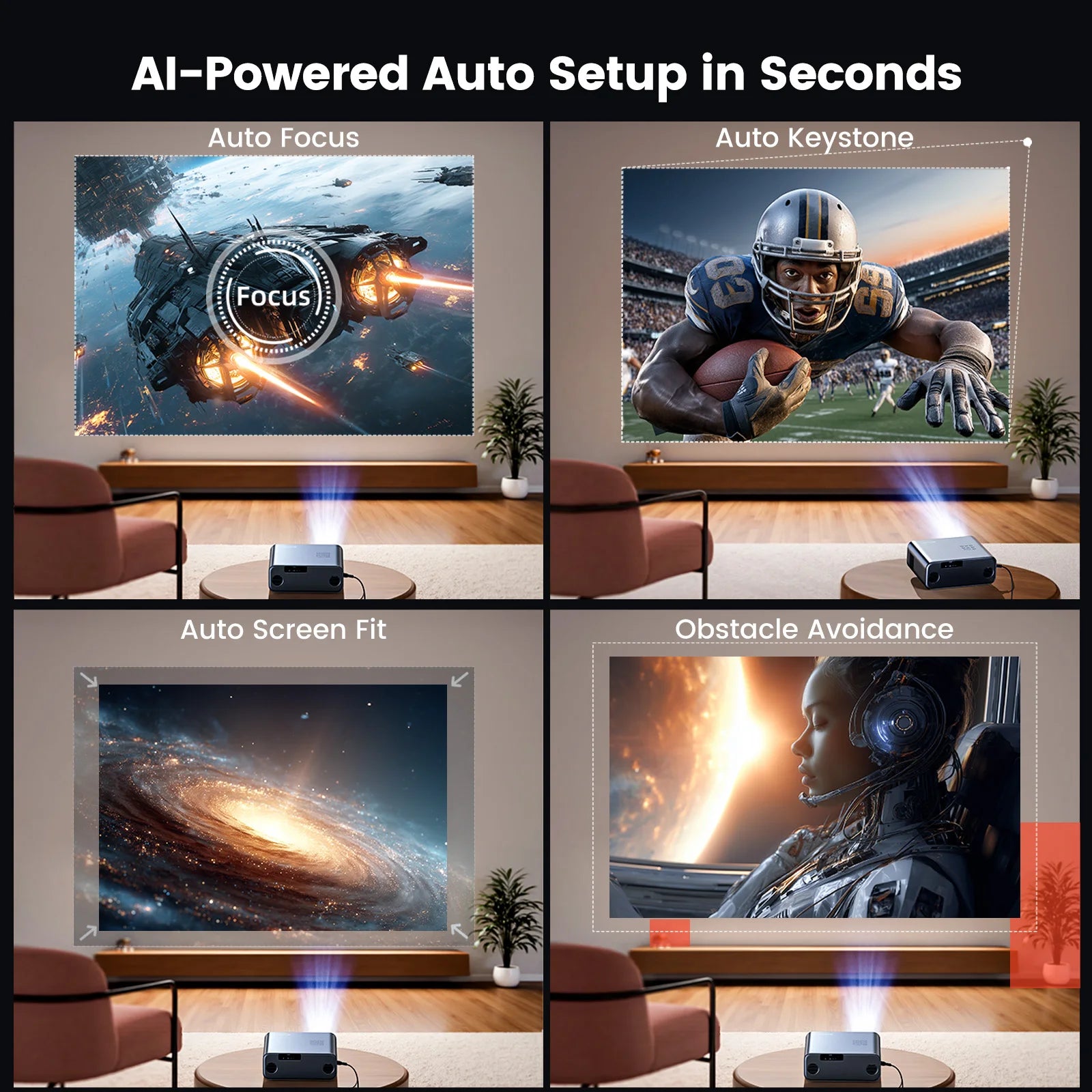 Projecteur Vidéo Wimius 4K Smart Google TV 1200 ANSI – Home Cinéma Portable