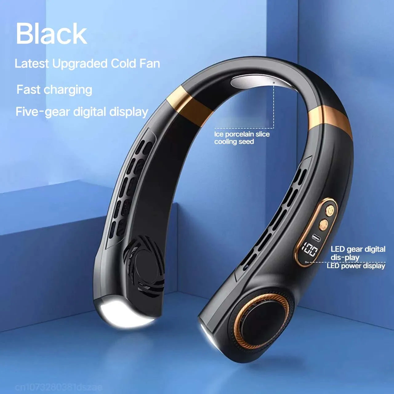Ventilateur de cou portable Xiaomi, sans pales, affichage numérique, silencieux, rechargeable par USB