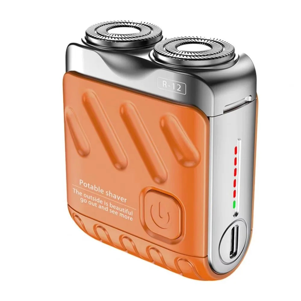 Mini rasoir électrique compact pour hommes – double tête rotative magnétique, portable, étanche, 9000 tr/min