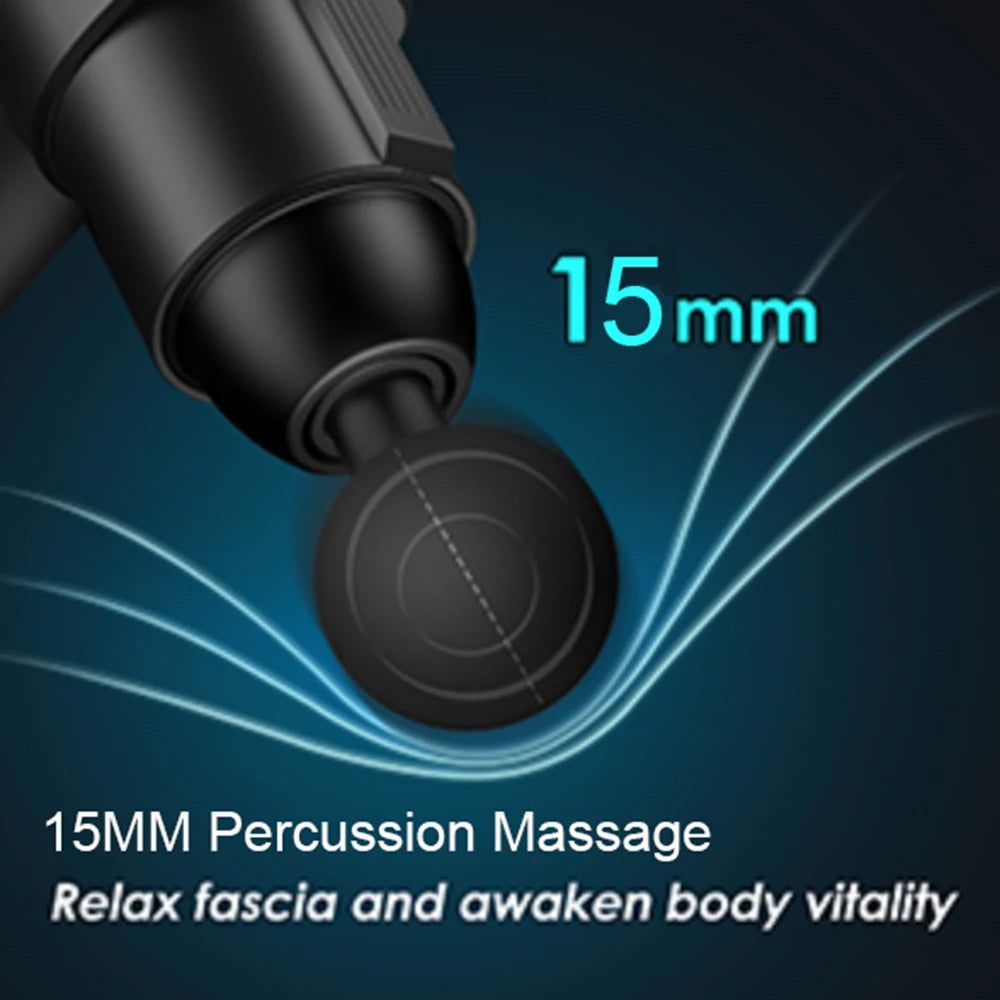 Pistolet de massage professionnel 24 V électrique 12 têtes à percussion haute fréquence pour fascia, tissus profonds, muscles, cou, corps, relaxation, fitness