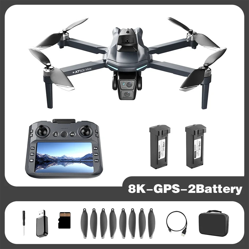 Drone Xiaomi Mijia XT606 GPS 8K professionnel avec double caméra HD, 360° d'évitement d'obstacles, 5G WiFi FPV avec écran, quadcopter