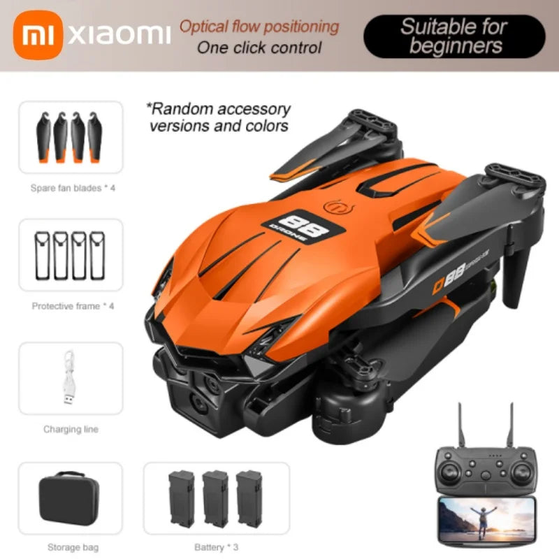 Drone D88 Xiaomi – HD 4K/8K, double caméra, flux optique, vol stationnaire, geste tir, quadricoptère pliable pour photographie aérienne professionnelle