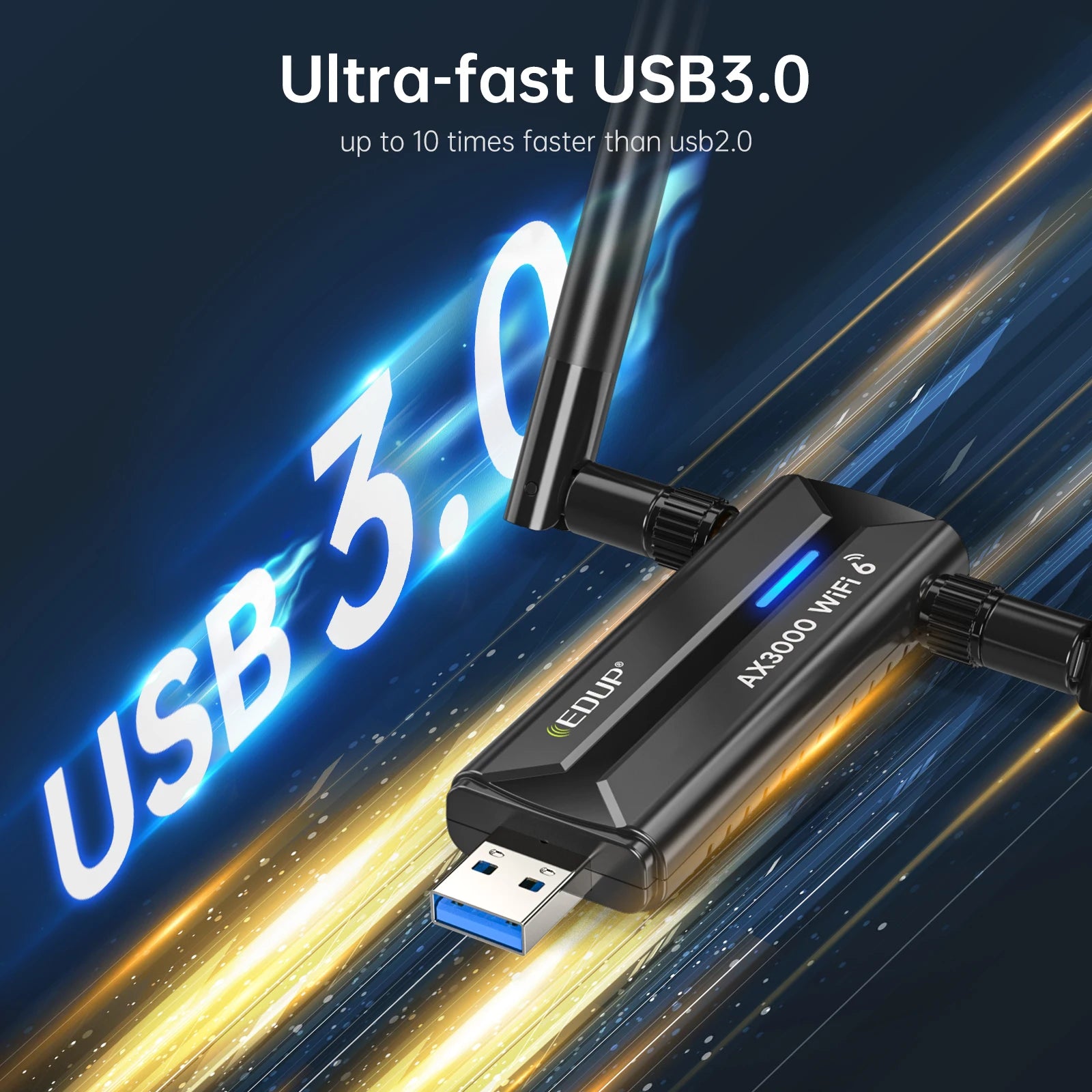 Adaptateur WiFi Tri-bande 2.4G 5G 6G EDUP WiFi 6E, carte réseau sans fil 3000Mbps USB 3.0, antenne à Gain élevé récepteur Wifi Dongle