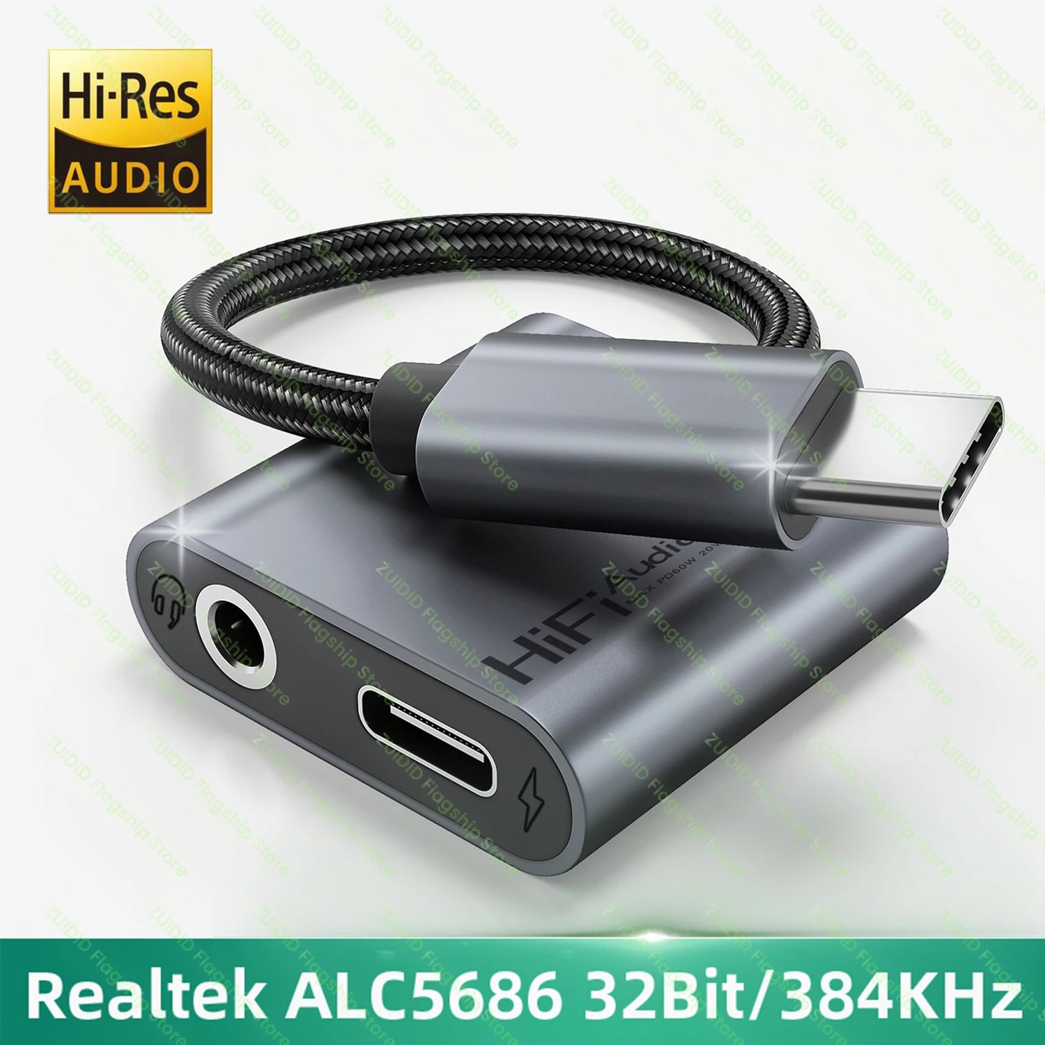 Adaptateur Audio Aux 2 en 1 USB C à 3.5mm/Type C PD60W, charge rapide 32 bits/384KHz DAC, convertisseur de casque Audio Aux pour iPad Samsung