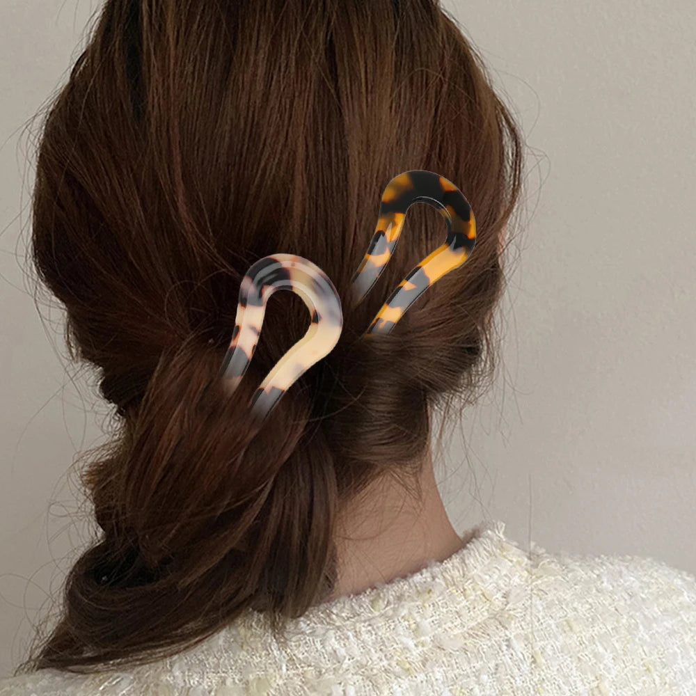 Épingle à cheveux rétro léopard élégants pour femmes, baguettes en acétate, épingles à cheveux, pinces à cheveux, accessoires pour cheveux