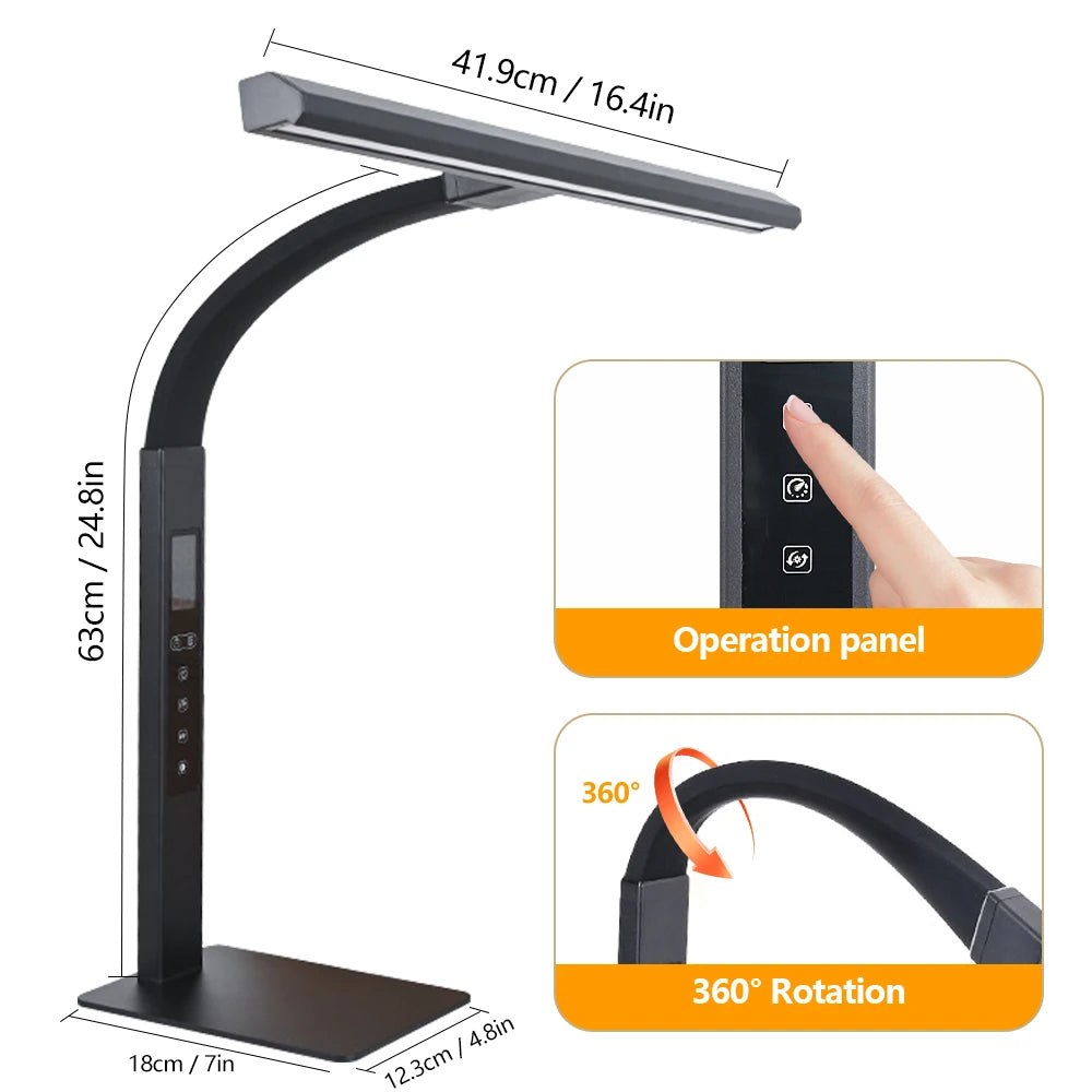 LED-Vollspektrum-Schreibtischlampe T36 – 360° Digitalanzeige und Touch-Dimmung