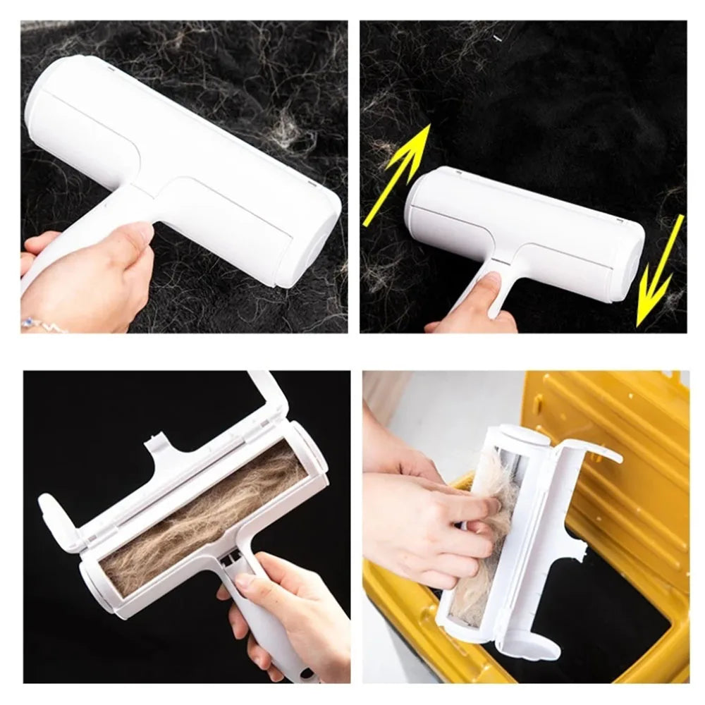 Rouleau à peluches autonettoyant, rouleau de dépoussiérage, épilateur pour animaux de compagnie, brosse à 2 voies remodelée, poils de chien et de chat, canapé, tapis, vêtements