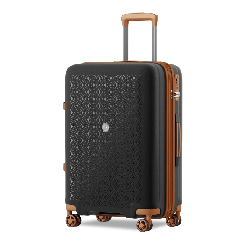 KONO Étui rigide en polypropylène avec porte-gobelet, extensible, léger et robuste, boîtier de chariot à verrouillage TSA à 4 roues