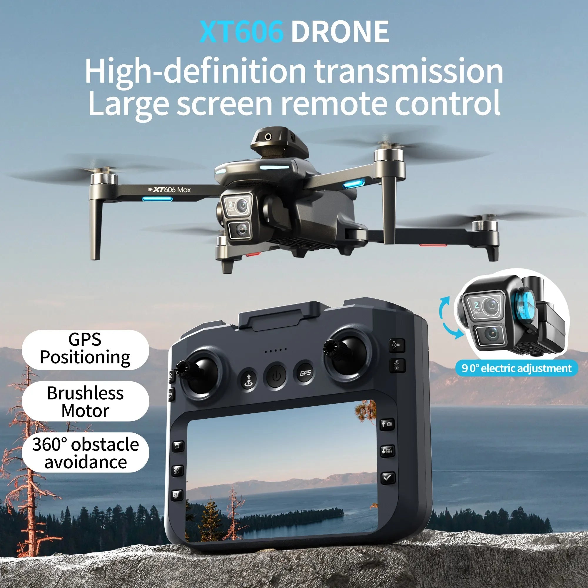 Drone Xiaomi Mijia XT606 GPS 8K professionnel avec double caméra HD, 360° d'évitement d'obstacles, 5G WiFi FPV avec écran, quadcopter