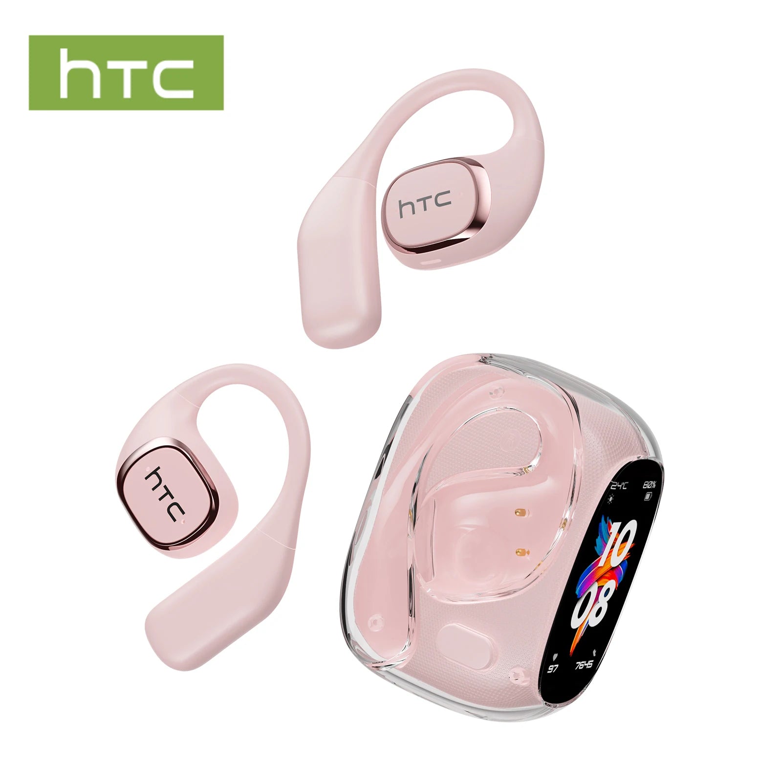 Écouteurs de traduction, Casque audio sans fil Bluetooth 6.0 OWS HTC NE11, Écran tactile couleur, Batterie ultra longue durée